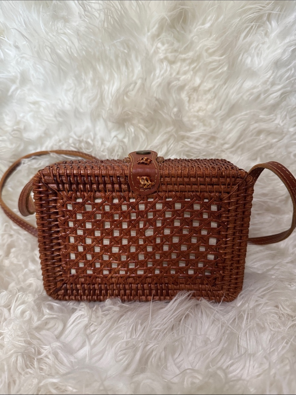 Woven Crossbody Bag in Brown